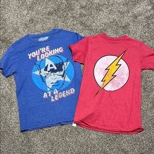 Marvel captain America DC flash Blue and Red Superhero T-Shirts Adult Small